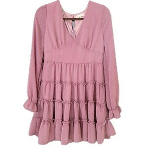 Altar'd State Eliza‎ Dress French Swiss Dot Women's Size L Ruffles Flowy Pretty